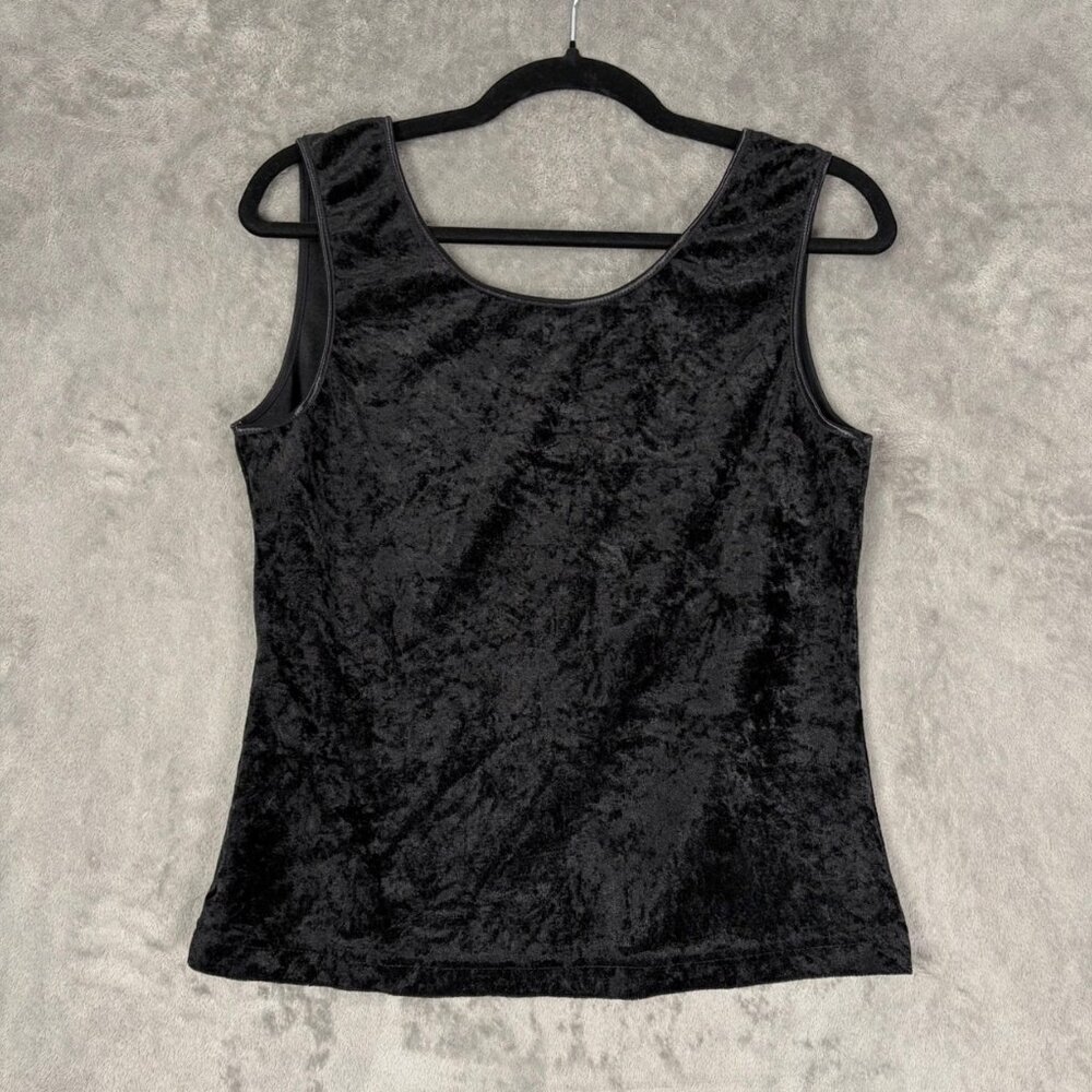 Whimsygoth Y2K Crushed Velvet Tank Women's S Black Floral Sequins Camisole EUC - Picture 4 of 9